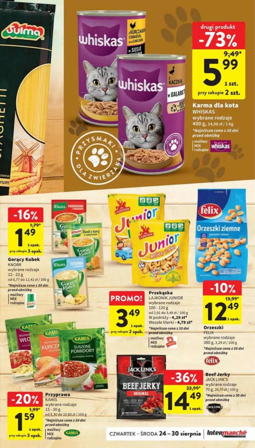 Gazetka promocyjna Intermarche - ważna 24.08 do 30.08.2023 - strona 22 - produkty: Fa, Felix, Jerky, Kamis, Knorr, Kubek, Lajkonik, Orzeszki