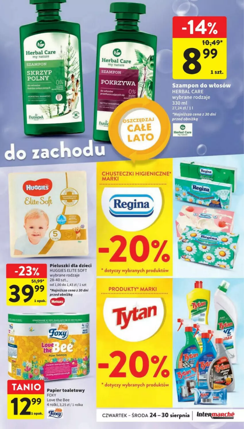 Gazetka promocyjna Intermarche - ważna 24.08 do 30.08.2023 - strona 29 - produkty: Dzieci, Huggies, Papier, Papier toaletowy, Rolki, Szampon