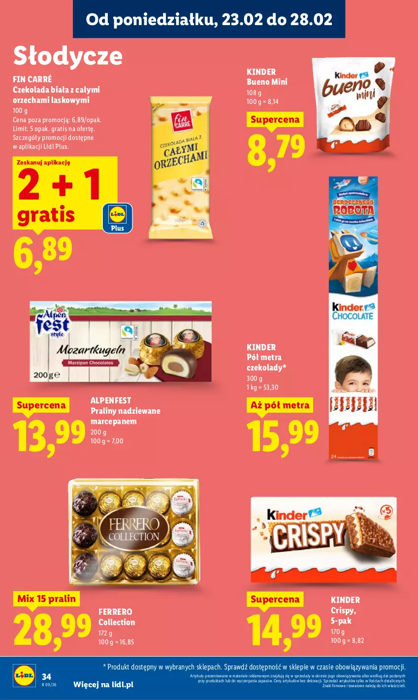 Gazetka promocyjna Lidl - Oferta ważna od 23.02 do 25.02 - ważna 23.02 do 25.02.2026 - strona 34 - produkty: Czekolada, Ferrero, Gra, Kinder, Kinder Bueno, Praliny