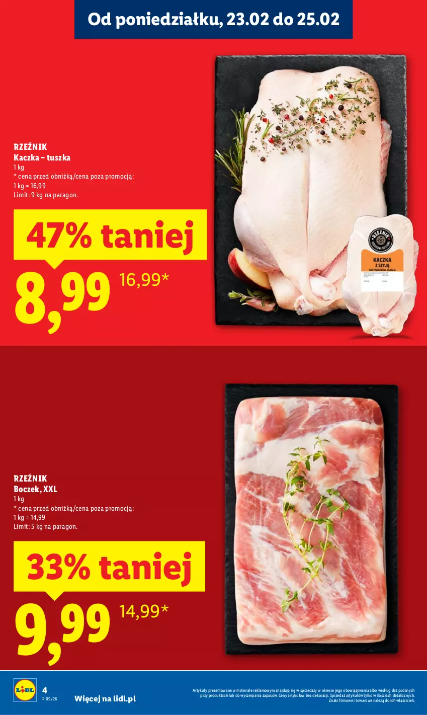Gazetka promocyjna Lidl - Oferta ważna od 23.02 do 25.02 - ważna 23.02 do 25.02.2026 - strona 4 - produkty: Boczek, Kaczka, Tusz