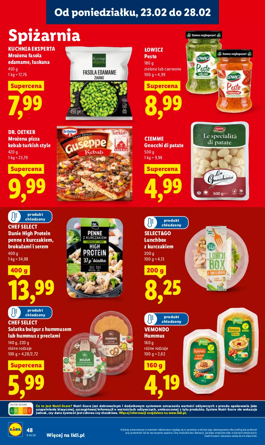 Gazetka promocyjna Lidl - Oferta ważna od 23.02 do 25.02 - ważna 23.02 do 25.02.2026 - strona 48 - produkty: Bulgur, Dr. Oetker, Edam, Fa, Fasola, Gnocchi, Hummus, Kebab, Kuchnia, Kurczak, LG, Mus, Penne, Pesto, Pizza, Sałat, Sałatka, Ser