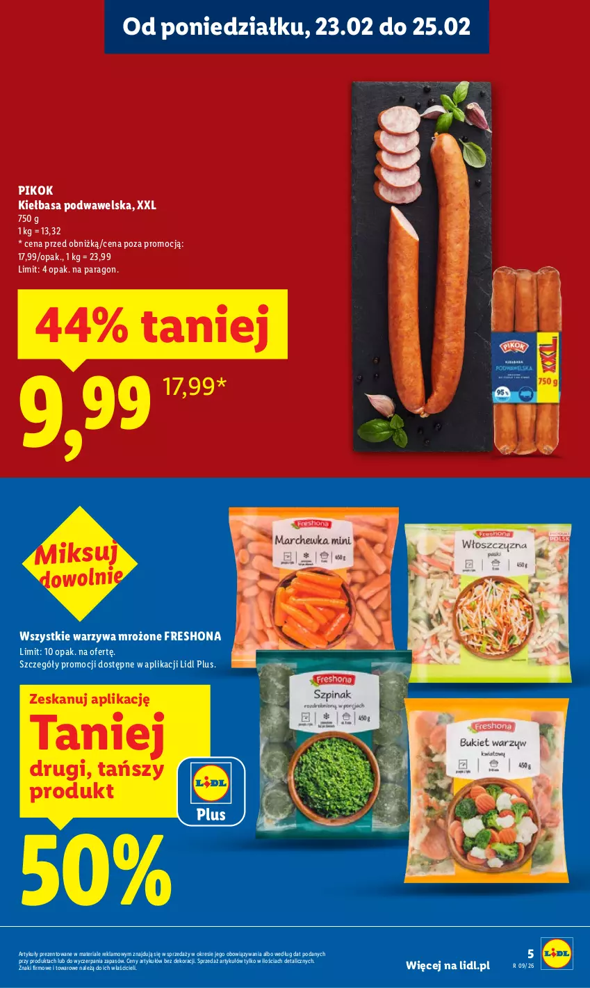 Gazetka promocyjna Lidl - Oferta ważna od 23.02 do 25.02 - ważna 23.02 do 25.02.2026 - strona 5 - produkty: Kiełbasa, Kiełbasa podwawelska, PIKOK, Warzywa, Wawel