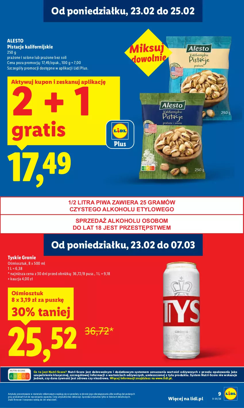 Gazetka promocyjna Lidl - Oferta ważna od 23.02 do 25.02 - ważna 23.02 do 25.02.2026 - strona 9 - produkty: Gra, Pistacje, Piwa, Tyskie