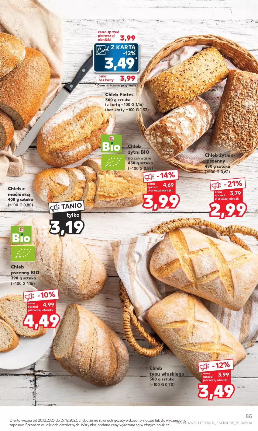 Gazetka promocyjna Kaufland - Gazetka tygodnia - ważna 20.12 do 27.12.2023 - strona 55 - produkty: Chleb, Chleb typu włoskiego