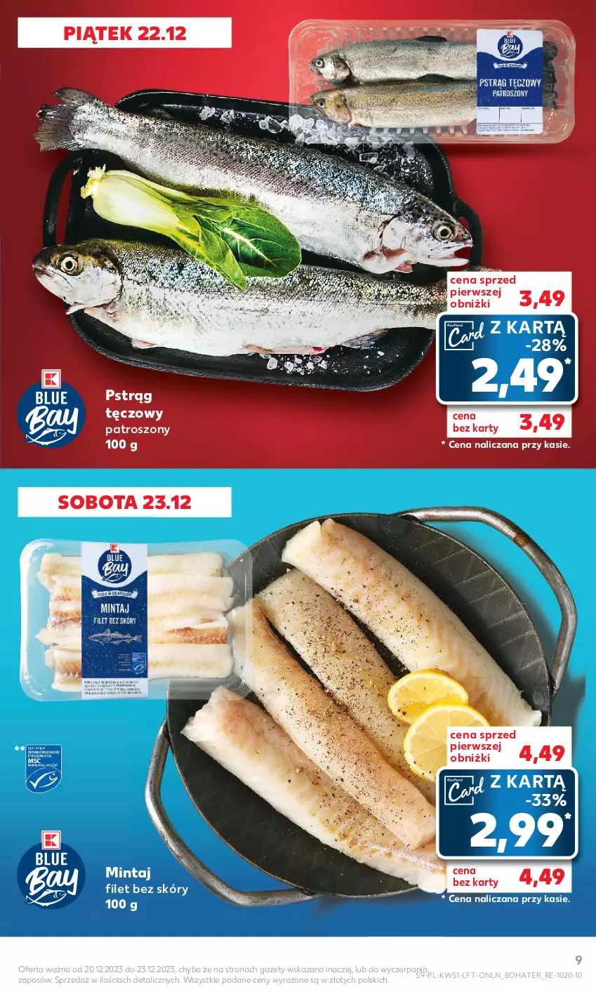 Gazetka promocyjna Kaufland - Gazetka tygodnia - ważna 20.12 do 27.12.2023 - strona 9 - produkty: Mintaj, Pstrąg, Pstrąg tęczowy