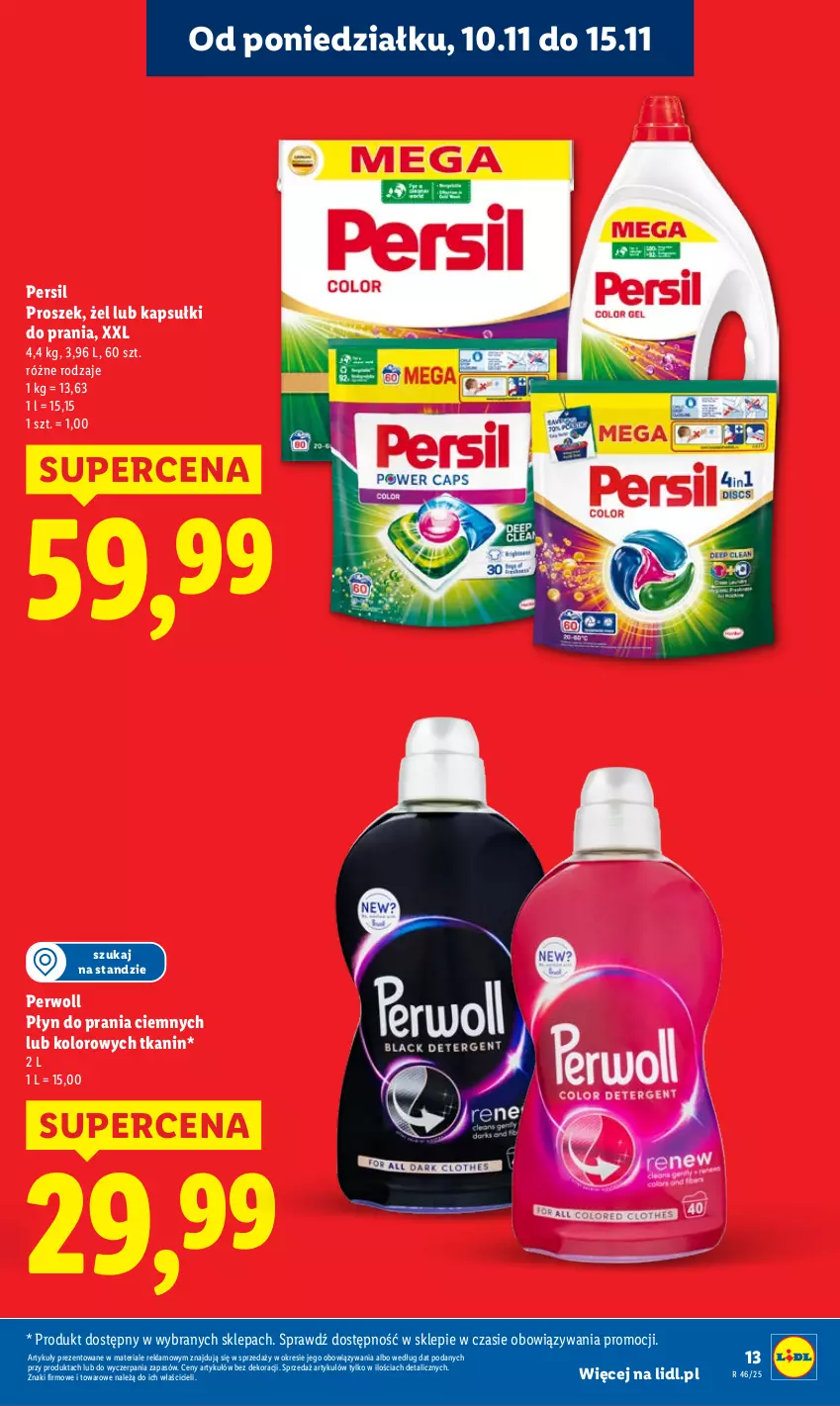 Gazetka promocyjna Lidl - GAZETKA - ważna 10.11 do 12.11.2025 - strona 13 - produkty: Kapsułki do prania, Persil, Perwoll, Płyn do prania
