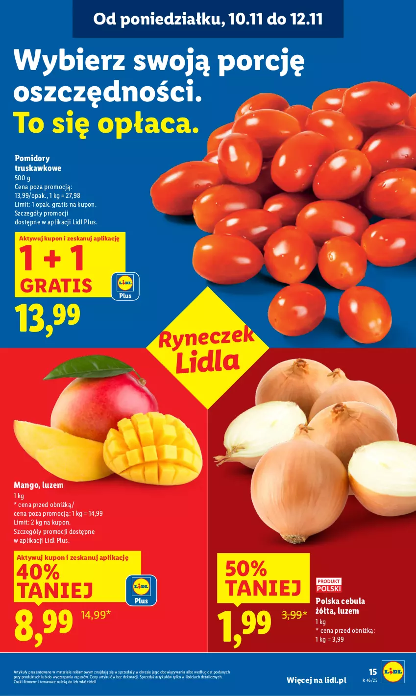 Gazetka promocyjna Lidl - GAZETKA - ważna 10.11 do 12.11.2025 - strona 15 - produkty: Cebula, Gra, Mango, Pomidory, Por