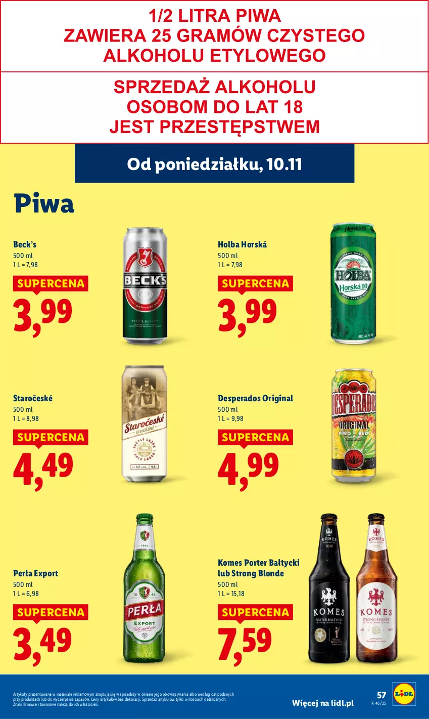 Gazetka promocyjna Lidl - GAZETKA - ważna 10.11 do 12.11.2025 - strona 59 - produkty: Desperados, Gin, Perła, Piwa, Por
