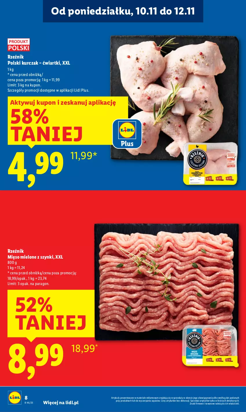 Gazetka promocyjna Lidl - GAZETKA - ważna 10.11 do 12.11.2025 - strona 8 - produkty: Kurczak, Mięso, Mięso mielone, Mięso mielone z szynki