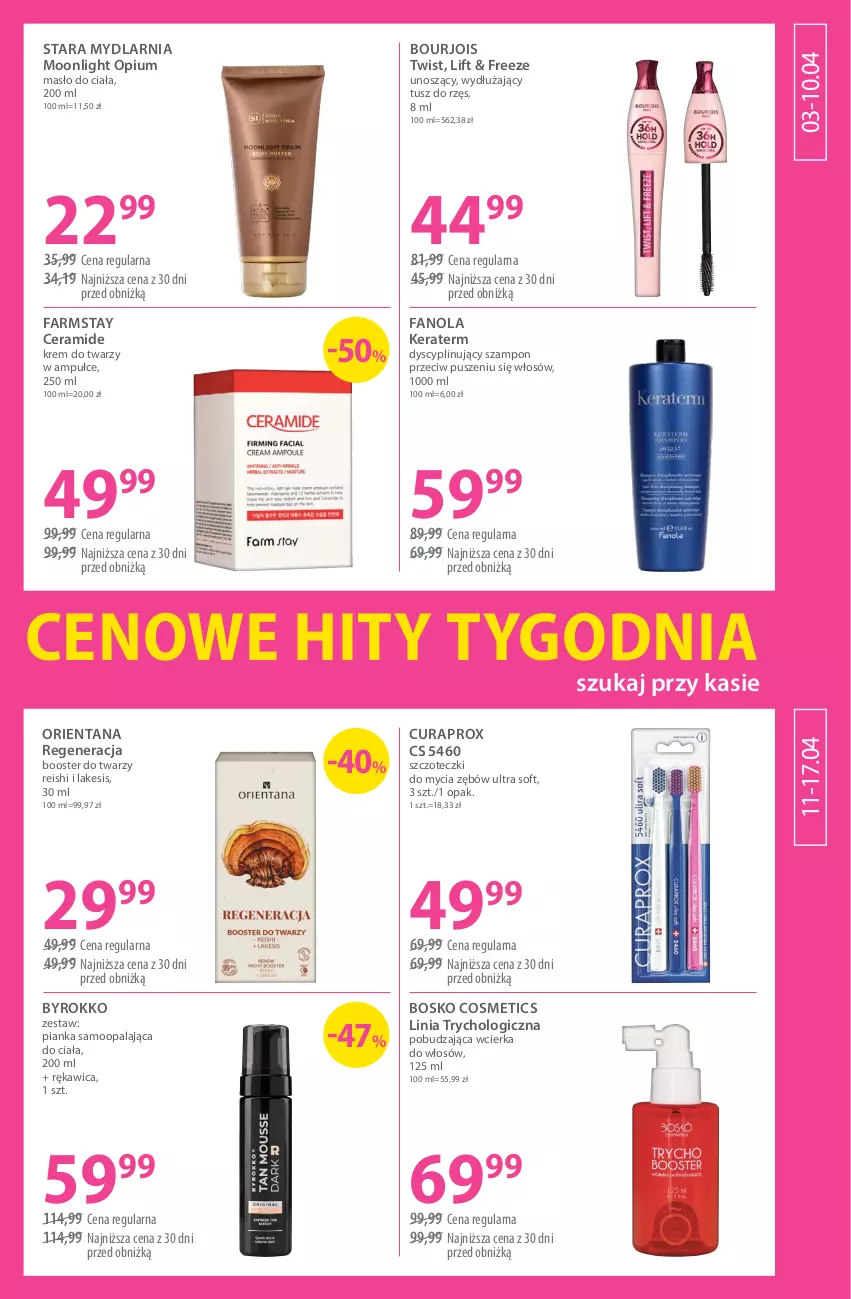 Gazetka promocyjna Hebe - Gazetka - ważna 03.04 do 17.04.2026 - strona 13 - produkty: Booster, Bourjois, Curaprox, Fa, Farmstay, Krem do twarzy, Masło, Masło do ciała, Szampon, Tusz
