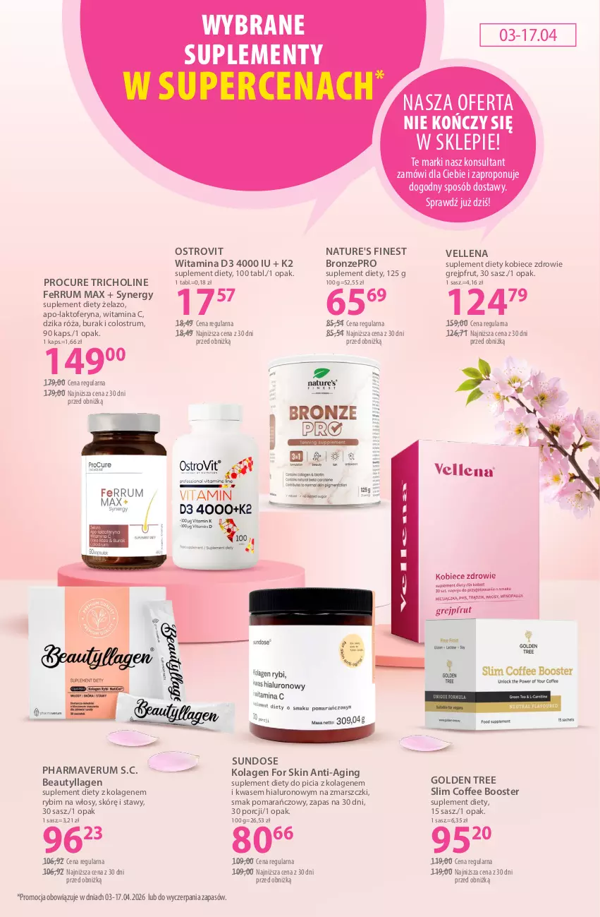 Gazetka promocyjna Hebe - Gazetka - ważna 03.04 do 17.04.2026 - strona 17 - produkty: Booster, Dzika róża, Gin, Grejpfrut, K2, Kolagen, Mars, Por, Róża, Rum, Suplement diety, Zdrowie