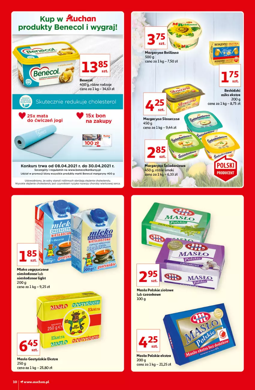 Gazetka promocyjna Auchan - Kultowe marki Hipermarkety - ważna 08.04 do 14.04.2021 - strona 10 - produkty: Benecol, Beskidzki, Danio, Gra, Margaryna, Masło, Mleko, Mleko zagęszczone, Ser, Sok