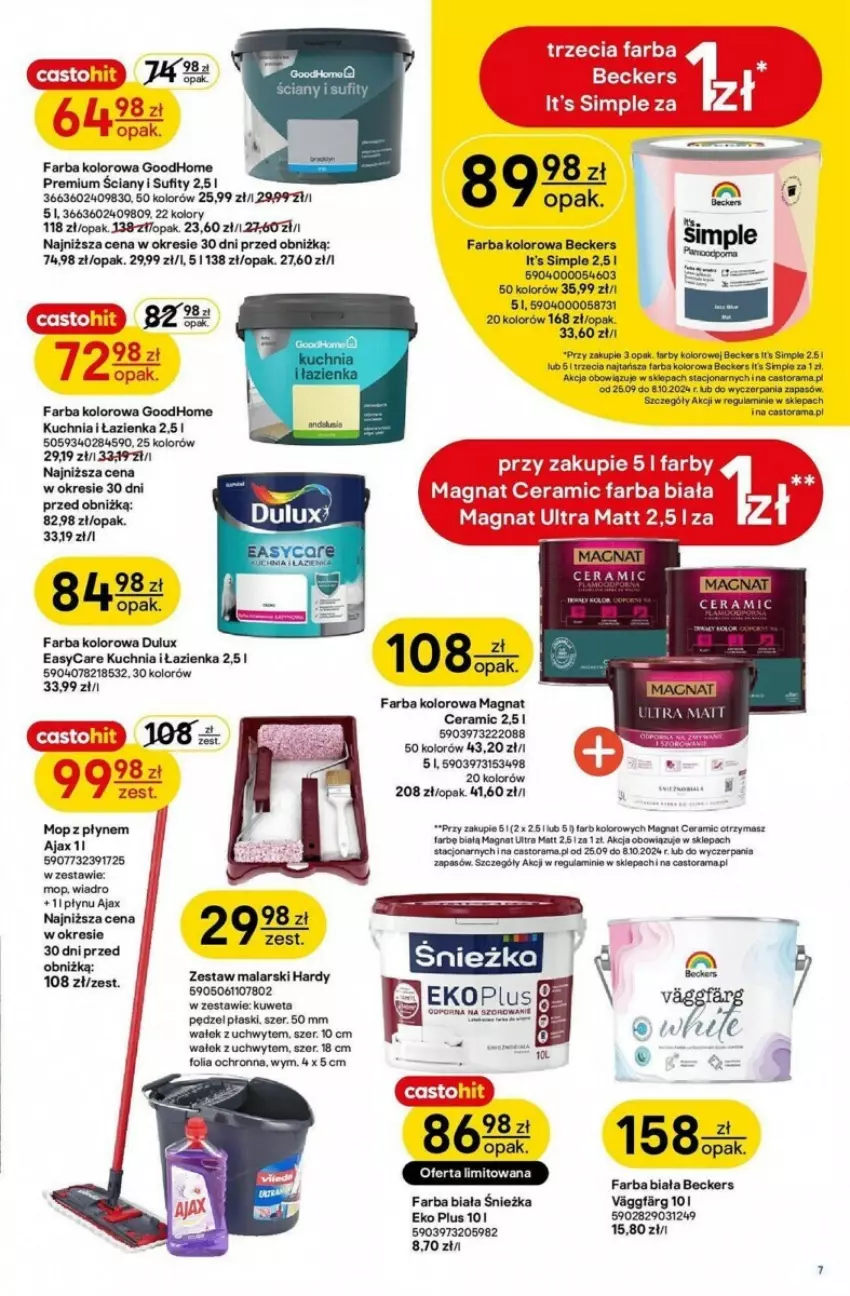 Gazetka promocyjna Castorama - ważna 25.09 do 08.10.2024 - strona 14 - produkty: Ajax, Astor, Beckers, Dulux, Fa, Kuchnia, Kuweta, Magnat Ceramic, Mop, Rama, Wałek, Wiadro