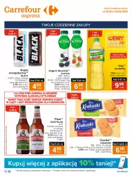 Gazetka promocyjna Carrefour - Gazetka Express - Gazetka - ważna od 22.02 do 22.02.2021 - strona 1 - produkty: Piwa, Piwo, Piec, Ciastka, Krakus, Kujawski, Gra, Napój energetyczny, Kasztelan, Jogurt, Kosz, Activia, Lack, Napój, Olej, Krakuski