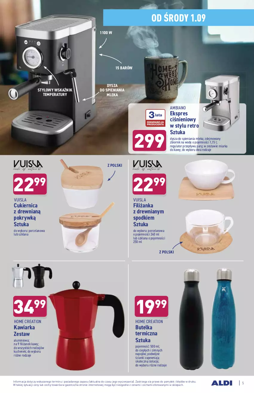 Gazetka promocyjna Aldi - ważna 01.09 do 04.09.2021 - strona 5 - produkty: Cukier, Filiżanka, Isla, Kawiarka, LANA, Miarka, Por