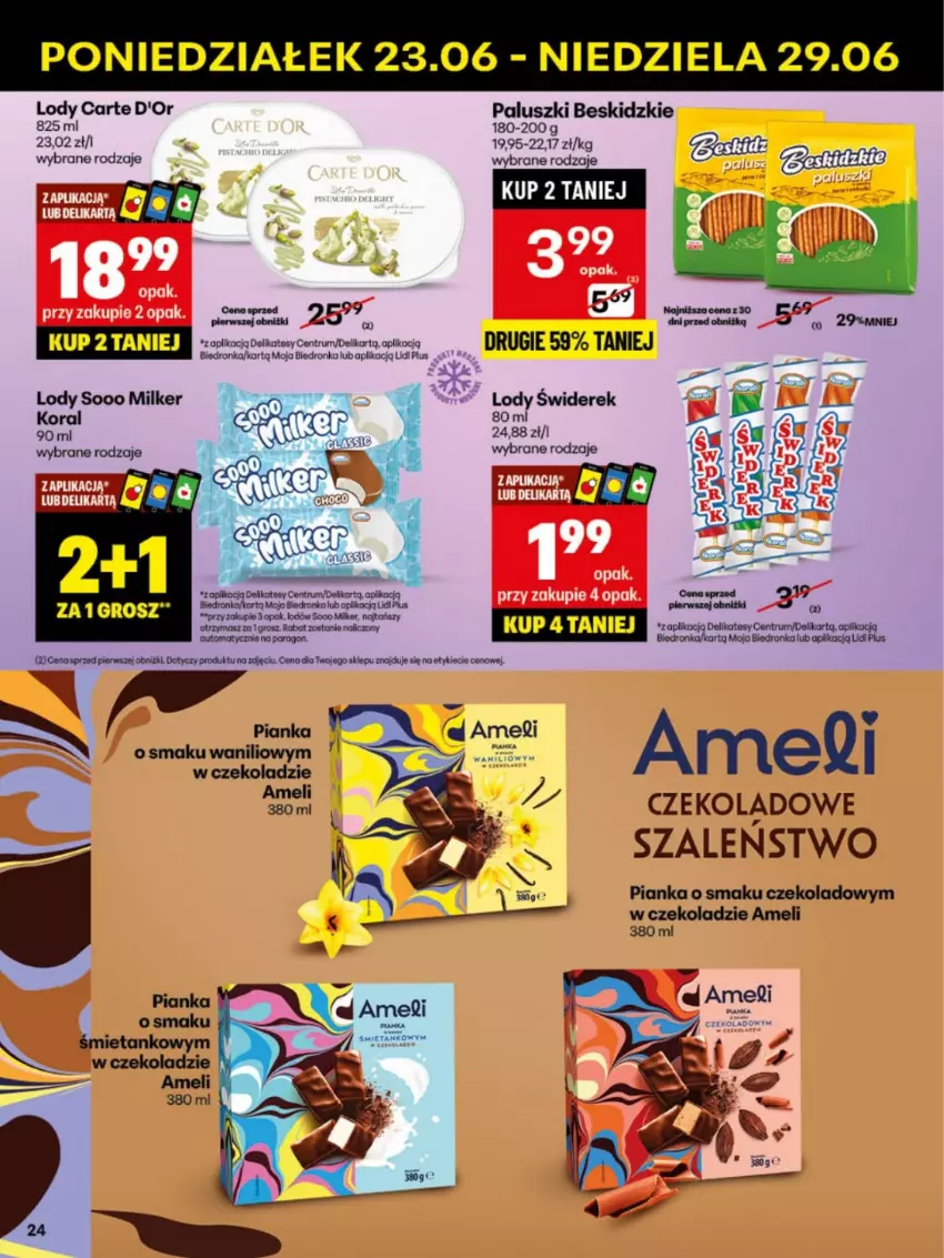 Gazetka promocyjna Delikatesy Centrum - Franczyza DC26 Poniedziałek - ważna 23.06 do 29.06.2025 - strona 24 - produkty: Beskidzki, Carte d'Or, Koc, Lody, Rum, Szal