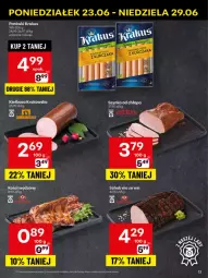 Gazetka promocyjna Delikatesy Centrum - Franczyza DC26 Poniedziałek - Gazetka - ważna od 29.06 do 29.06.2025 - strona 13 - produkty: Krakus, Kiełbasa krakowska, Parówki, Szynka, Kiełbasa