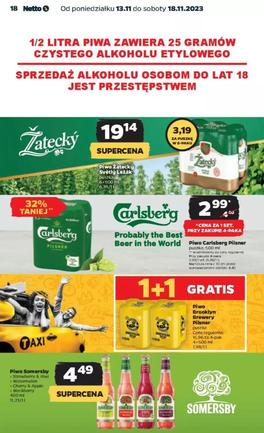 Gazetka promocyjna Netto - ważna 13.11 do 18.11.2023 - strona 10 - produkty: Carlsberg, Gra, Kiwi, Melon, Piwa, Piwo, Somersby