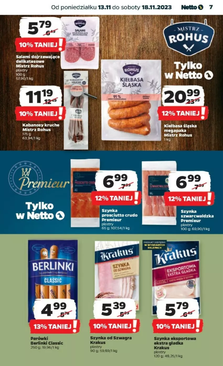 Gazetka promocyjna Netto - ważna 13.11 do 18.11.2023 - strona 23 - produkty: Kabanos, Salami, Szynka