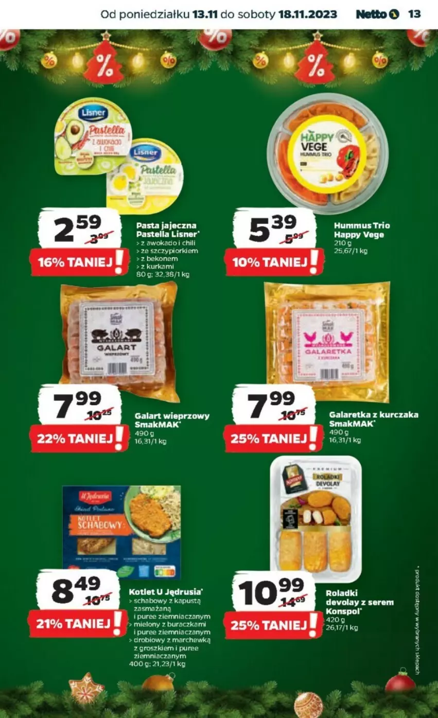 Gazetka promocyjna Netto - ważna 13.11 do 18.11.2023 - strona 5 - produkty: Beko, Gala, Galaretka, Hummus, Kapustą, Kurczak, Mus, Pur, Ser