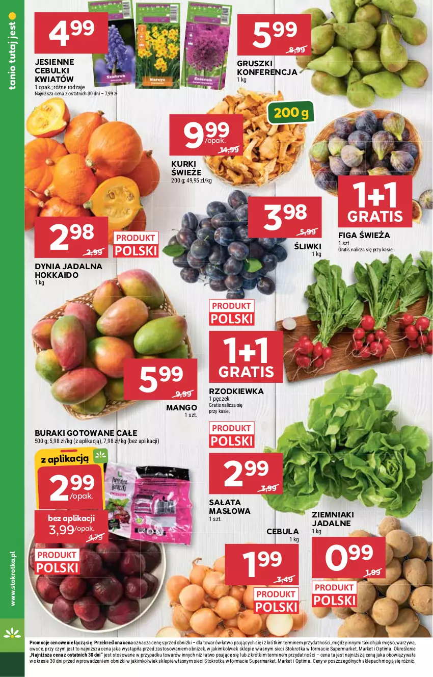 Gazetka promocyjna Stokrotka - Market - ważna 24.09 do 30.09.2026 - strona 10 - produkty: Buraki, Cebula, Gra, Gruszki, Mango, Masło, Mięso, Optima, Owoce, Rzodkiewka, Sałat, Sałata masłowa, Warzywa, Ziemniaki