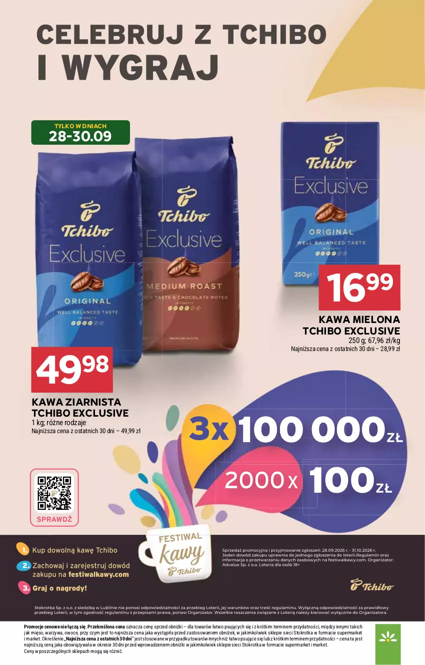 Gazetka promocyjna Stokrotka - Market - ważna 24.09 do 30.09.2026 - strona 22 - produkty: Kawa, Kawa mielona, Kawa ziarnista, Mięso, Owoce, Tchibo, Warzywa