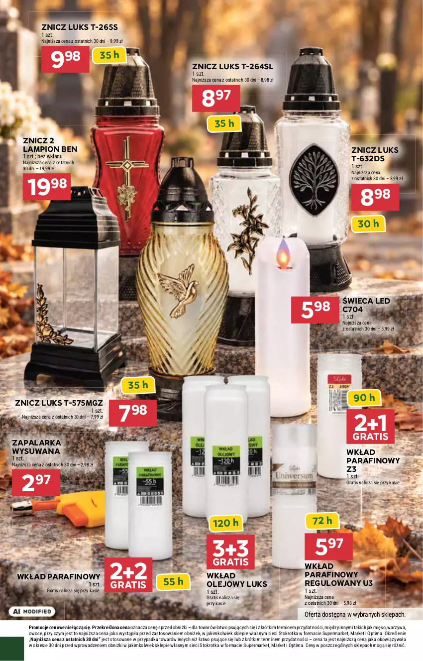 Gazetka promocyjna Stokrotka - Market - ważna 24.09 do 30.09.2026 - strona 28 - produkty: Gra, Lampion, Mięso, Olej, Optima, Owoce, Warzywa, Wkład olejowy, Zapalarka, Znicz