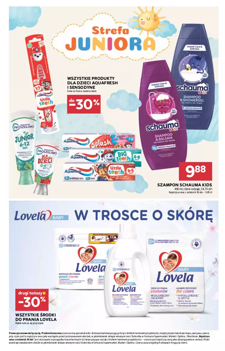 Gazetka promocyjna Stokrotka - Market - ważna 24.09 do 30.09.2026 - strona 31 - produkty: Aquafresh, Dzieci, Lovela, Mięso, Optima, Owoce, Schauma, Sensodyne, Szampon, Warzywa