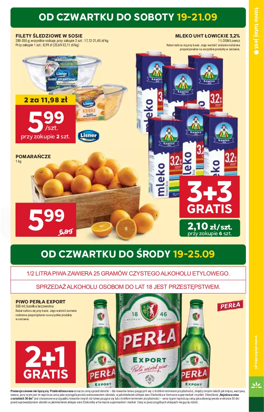 Gazetka promocyjna Stokrotka - Supermarket - ważna 19.09 do 25.09.2024 - strona 3 - produkty: Gra, HP, Mleko, Perła, Piwa, Piwo, Pomarańcze, Por, Sos