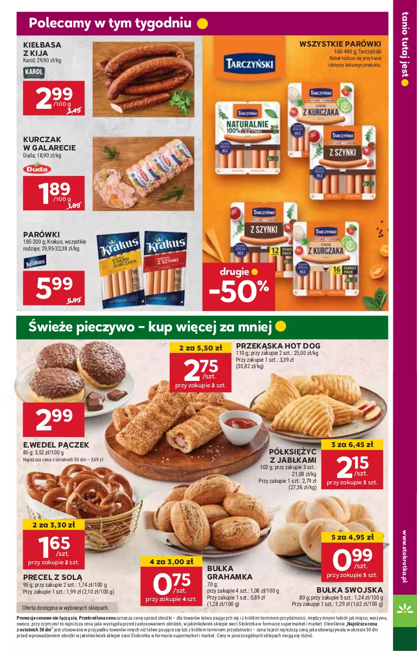 Gazetka promocyjna Stokrotka - Supermarket - ważna 19.09 do 25.09.2024 - strona 9 - produkty: Bułka, Bułka grahamka, Gala, Gra, Hot dog, HP, Jabłka, Kiełbasa, Kurczak, Pączek, Parówki, Piec, Pieczywo