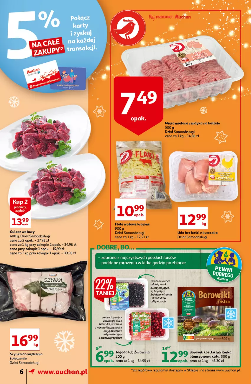 Gazetka promocyjna Auchan - Magia Świąt Supermarkety - ważna 09.12 do 15.12.2021 - strona 6 - produkty: BIC, Flaki, Flaki wołowe, Gulasz wołowy, Kotlet, Kurczak, LEGO, Mięso, Mięso mielone, Owoce, Piec, Szynka