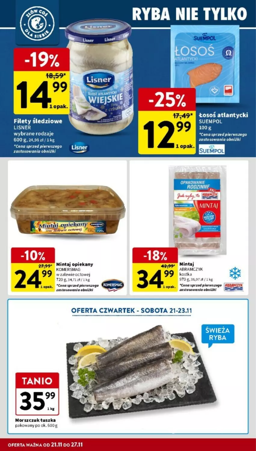 Gazetka promocyjna Intermarche - ważna 21.11 do 27.11.2024 - strona 10 - produkty: Lisner, Mintaj, Ryba, Suempol, Tusz