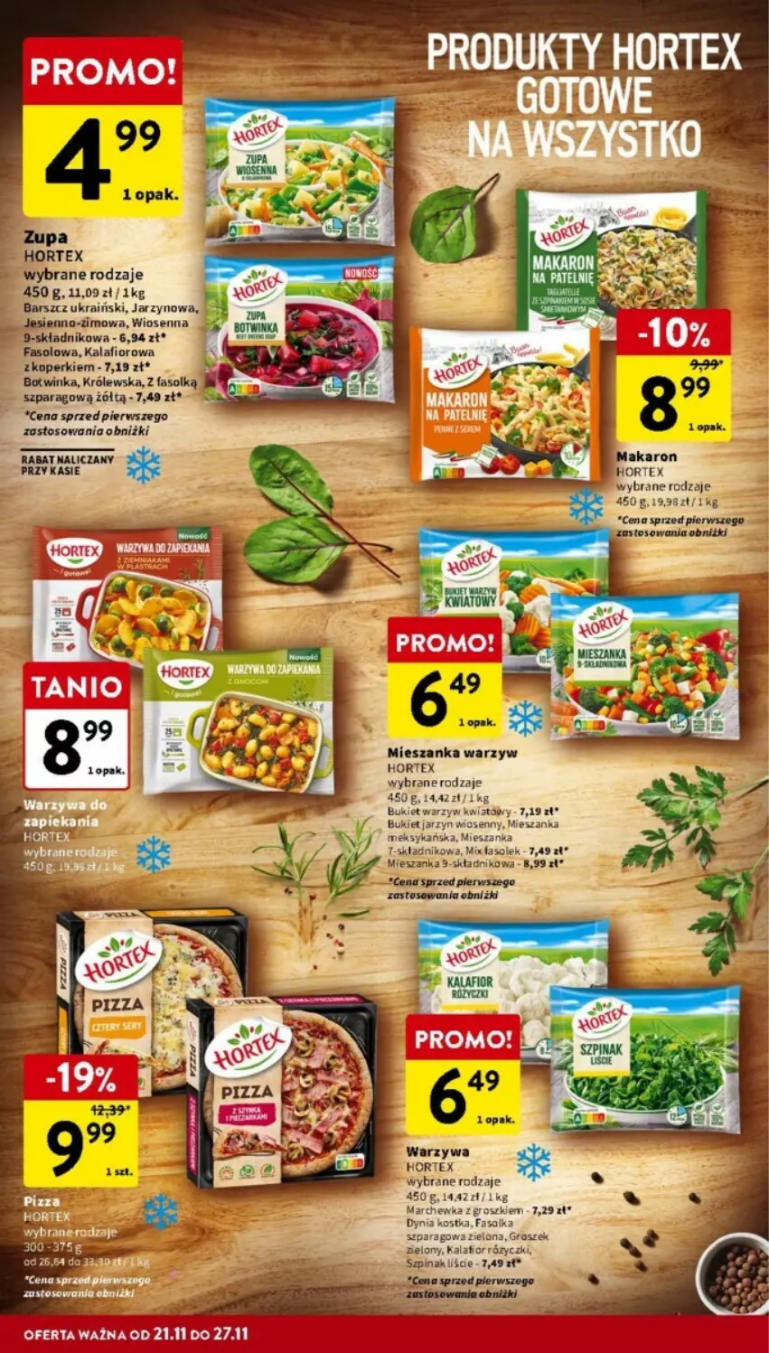 Gazetka promocyjna Intermarche - ważna 21.11 do 27.11.2024 - strona 13 - produkty: Bukiet, Bukiet warzyw, Fa, Groszek, Hortex, Inka, Kalafior, Makaron, Marchewka, Mieszanka meksykańska, Mieszanka warzyw, Szpinak, Warzywa