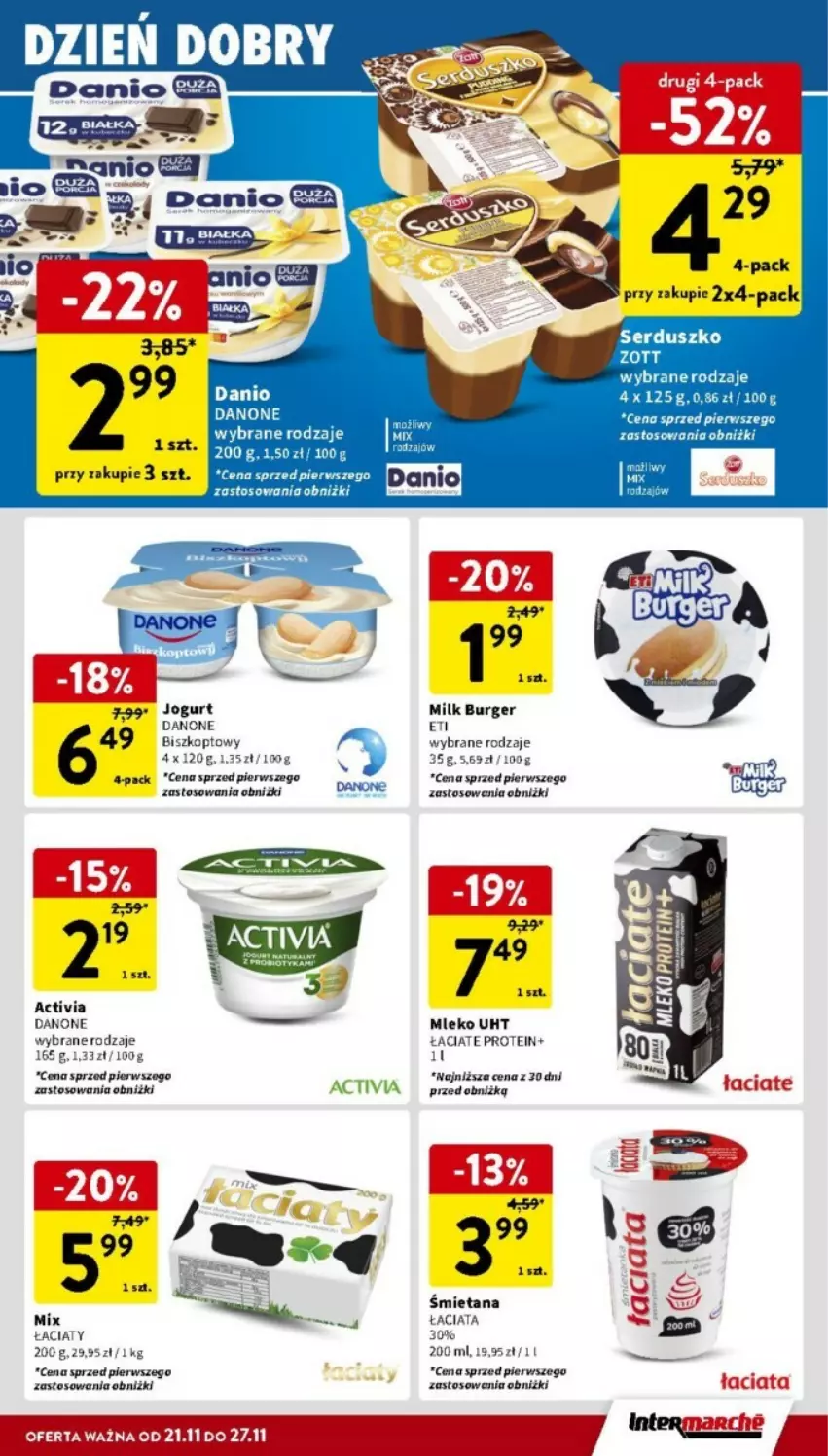 Gazetka promocyjna Intermarche - ważna 21.11 do 27.11.2024 - strona 16 - produkty: Activia, Burger, Danone, LG, Mleko