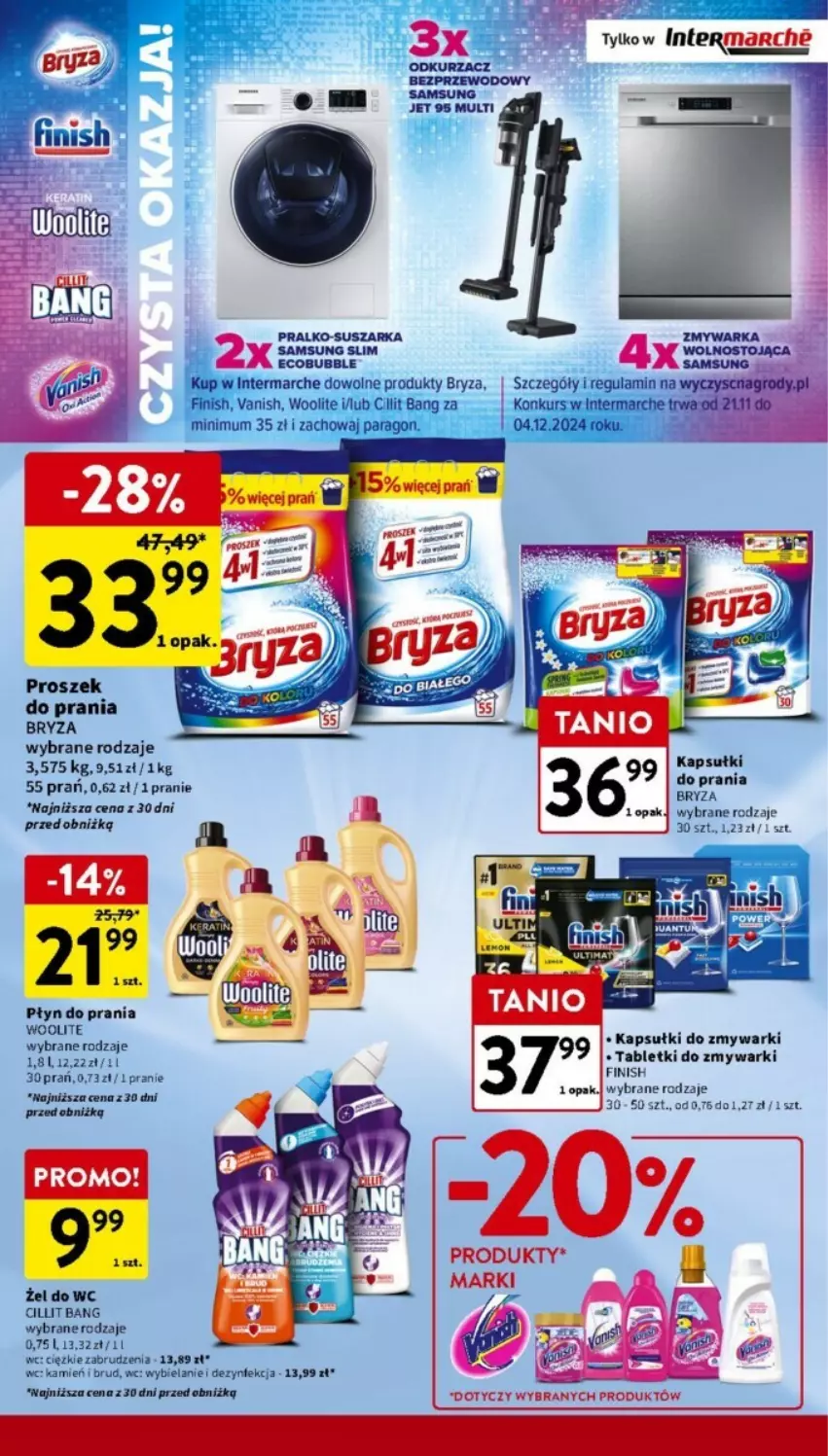 Gazetka promocyjna Intermarche - ważna 21.11 do 27.11.2024 - strona 28 - produkty: Bryza, Dezynfekcja, Finish, Płyn do prania, Tablet, Tabletki do zmywarki, Woolite, Zmywarki