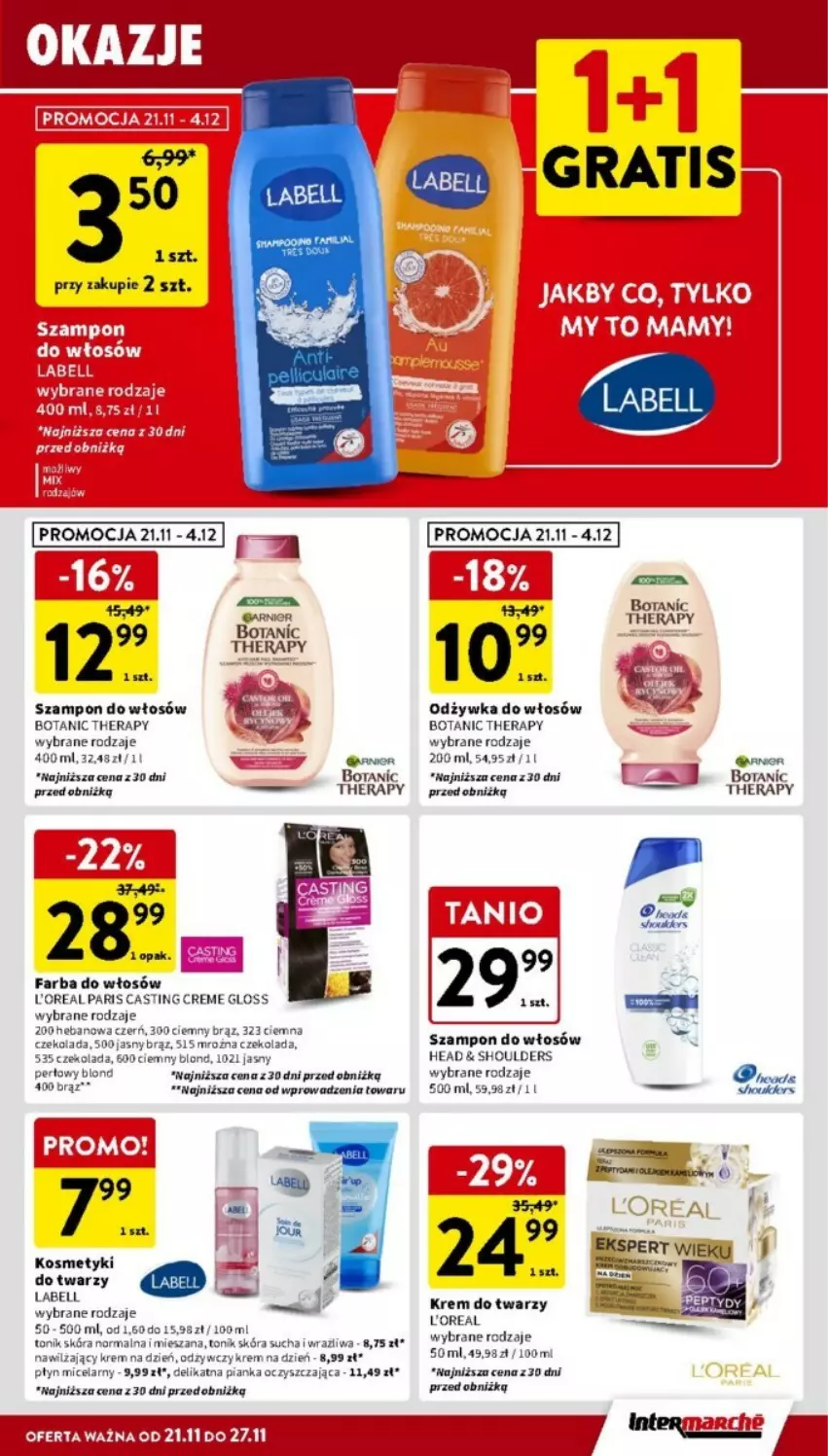 Gazetka promocyjna Intermarche - ważna 21.11 do 27.11.2024 - strona 31 - produkty: Bell, Czekolada, Fa, Farba do włosów, Garnier, Krem do twarzy, Krem na dzień, Odżywka, Płyn micelarny, Szampon, Tonik