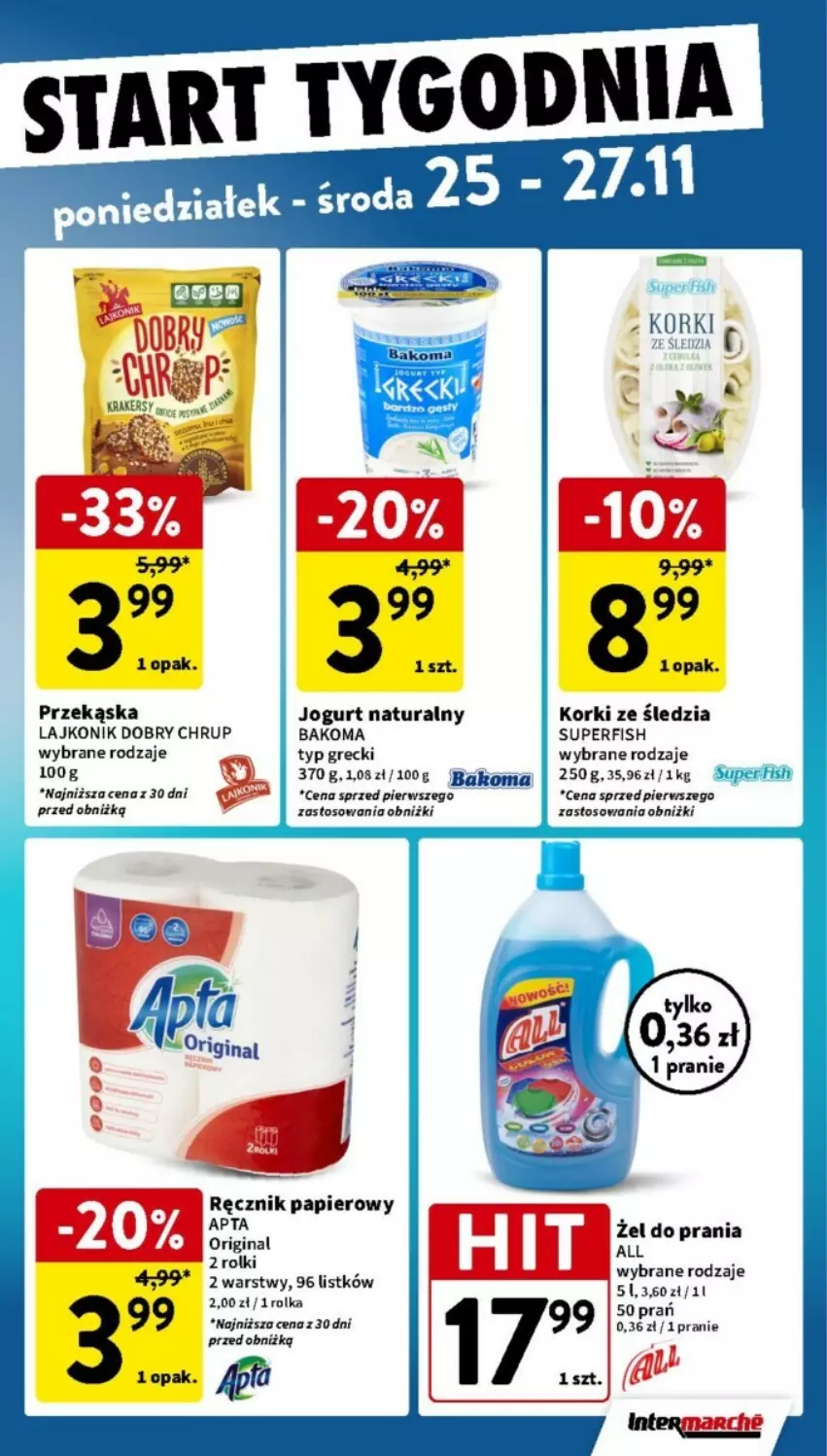 Gazetka promocyjna Intermarche - ważna 21.11 do 27.11.2024 - strona 42 - produkty: Bakoma, Gin, Jogurt, Jogurt naturalny, Lajkonik, Papier, Ręcznik, Rolki