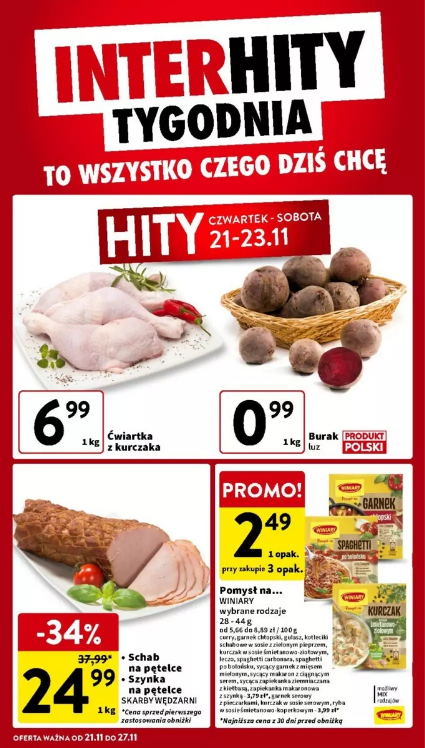 Gazetka promocyjna Intermarche - ważna 21.11 do 27.11.2024 - strona 45 - produkty: Garnek, Kurczak, Makaron, Piec, Pieczarka, Pieprz, Ryba, Ser, Sos, Spaghetti, Szynka, Winiary, Zapiekanka