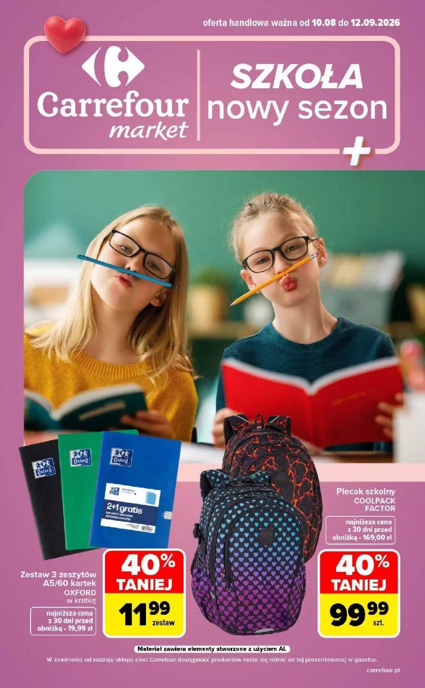 Gazetka promocyjna Carrefour - Gazetka Market SZKOŁA nowy sezon - ważna 10.08 do 12.09.2026 - strona 1