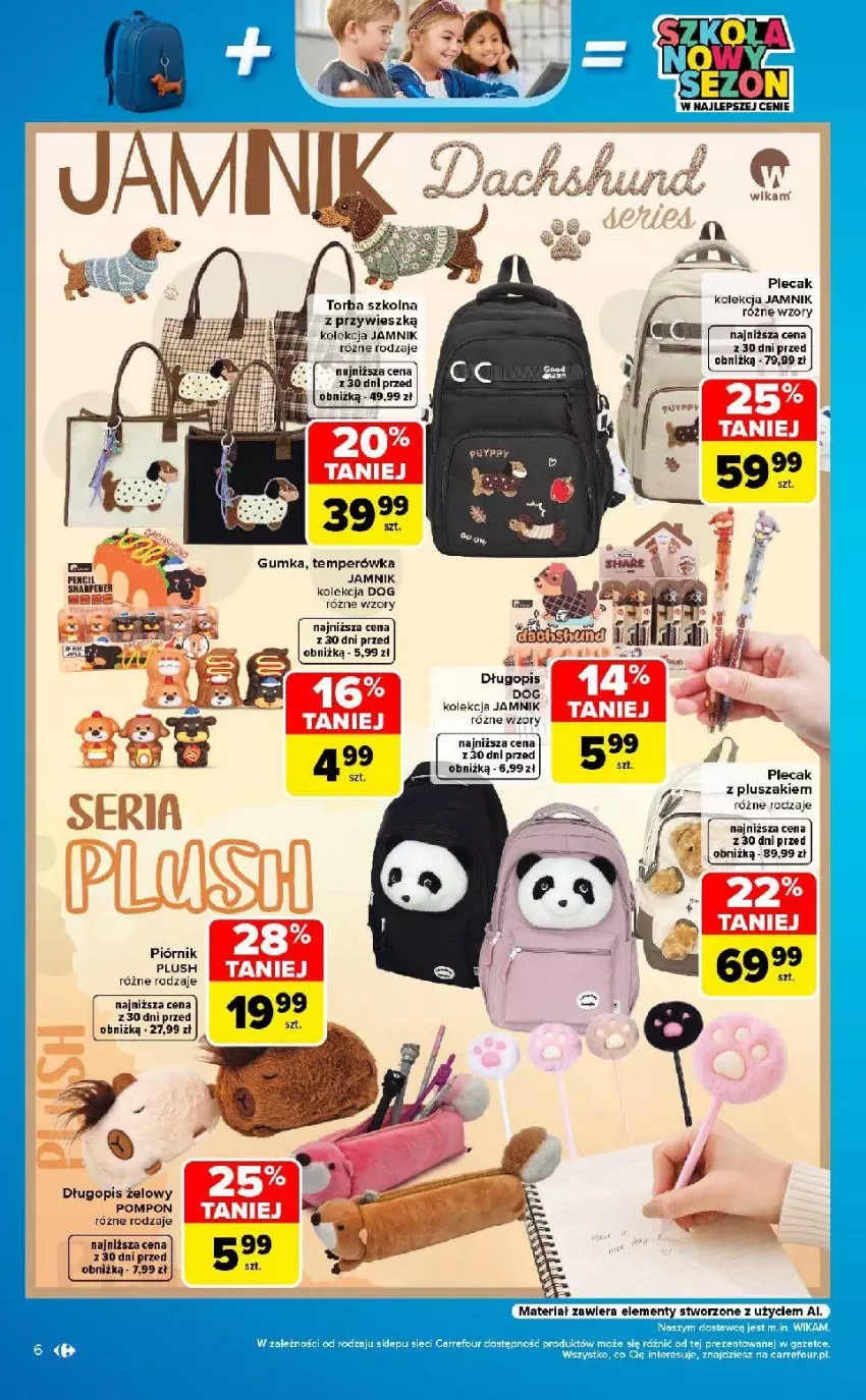 Gazetka promocyjna Carrefour - Gazetka Market SZKOŁA nowy sezon - ważna 10.08 do 12.09.2026 - strona 6 - produkty: Długopis, Piórnik, Plecak, Pluszak, Torba