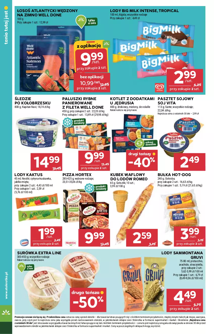 Gazetka promocyjna Stokrotka - Supermarket - ważna 13.08 do 20.08.2025 - strona 22 - produkty: Algida, Big Milk, Bułka, Hortex, Kaktus, Kotlet, Kubek, LG, Lody, Mięso, Mięta, Nestlé, Owoce, Paluszki rybne, Pasztet, Pizza, Sante, Surówka, Tropical, Warzywa