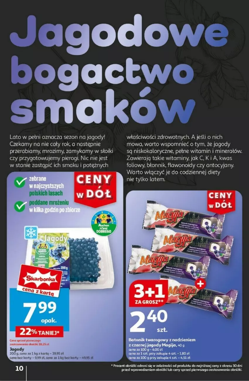 Gazetka promocyjna Auchan - ważna 27.06 do 03.07.2024 - strona 4 - produkty: Baton, Batonik twarogowy, Jagody, Magija, Pierogi, Tonik