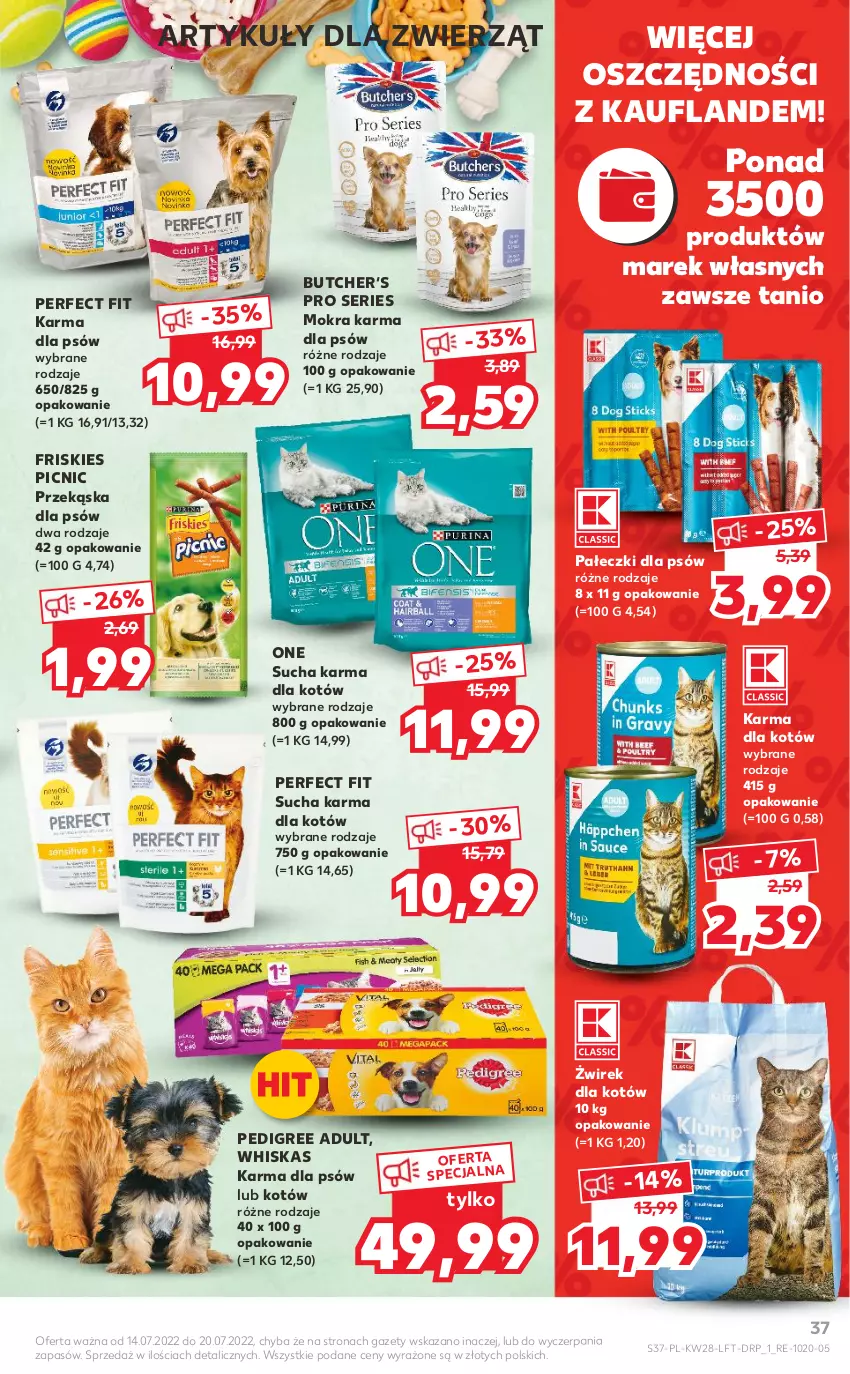 Gazetka promocyjna Kaufland - OFERTA TYGODNIA - ważna 14.07 do 20.07.2022 - strona 37 - produkty: Friskies, Mokra karma, Pedigree, Przekąska dla psów, Ser, Sucha karma, Whiskas