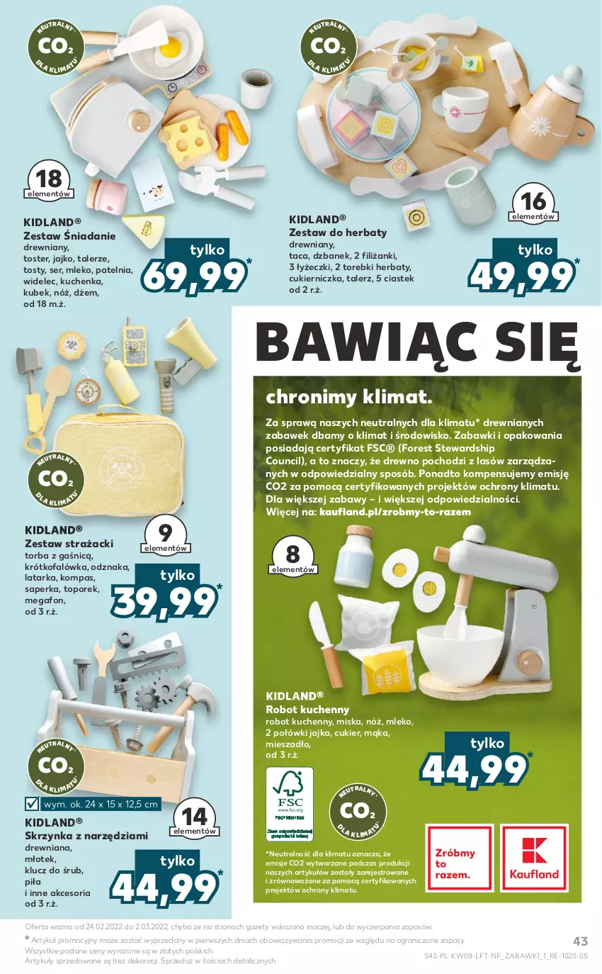 Gazetka promocyjna Kaufland - OFERTA TYGODNIA - ważna 24.02 do 02.03.2022 - strona 43 - produkty: Cukier, Dzbanek, Dżem, Fa, Gra, Kubek, Latarka, Mąka, Mieszadło, Miska, Mleko, Młot, Młotek, Patelnia, Por, Robot, Ser, Stek, Taca, Talerz, Tarka, Top, Torba, Toster, Widelec