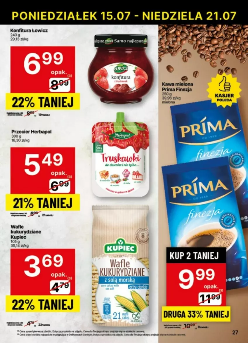 Gazetka promocyjna Delikatesy Centrum - ważna 15.07 do 21.07.2024 - strona 20 - produkty: Dell, Herbapol, Kupiec, Piec, Rum, Wafle