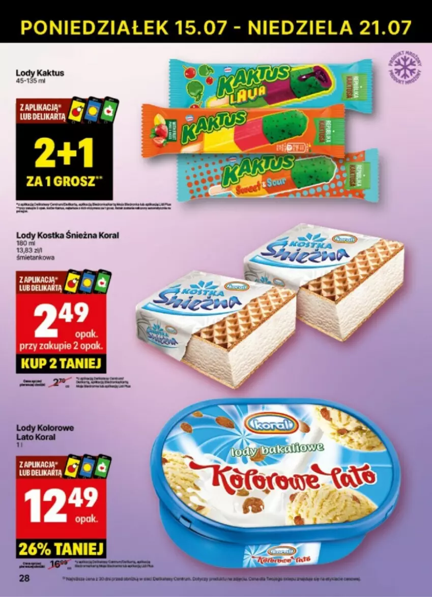 Gazetka promocyjna Delikatesy Centrum - ważna 15.07 do 21.07.2024 - strona 21 - produkty: Kaktus, Lody