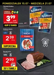 Gazetka promocyjna Delikatesy Centrum - Gazetka - ważna od 21.07 do 21.07.2024 - strona 8 - produkty: Kurczak, Krakus, Parówki, Boczek, Kiełbasa, Kiełbasa śląska