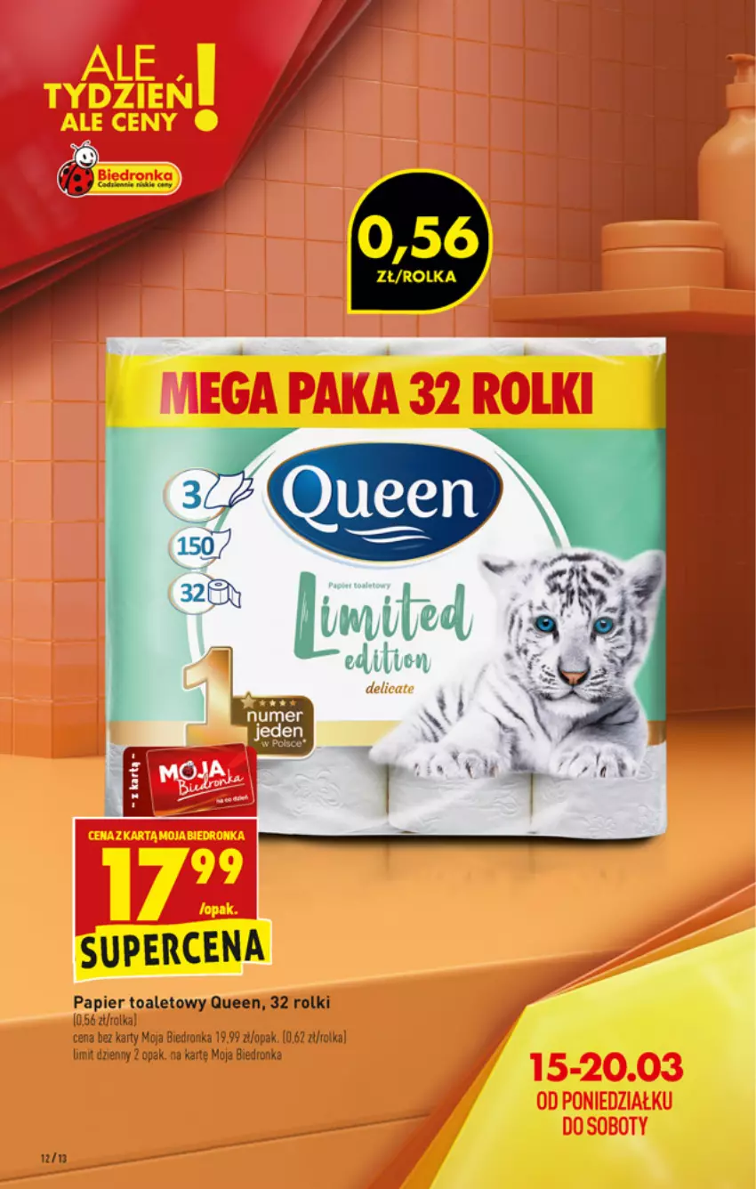 Gazetka promocyjna Biedronka - W tym tygodniu PN - ważna 15.03 do 20.03.2021 - strona 12 - produkty: Papier, Papier toaletowy, Rolki