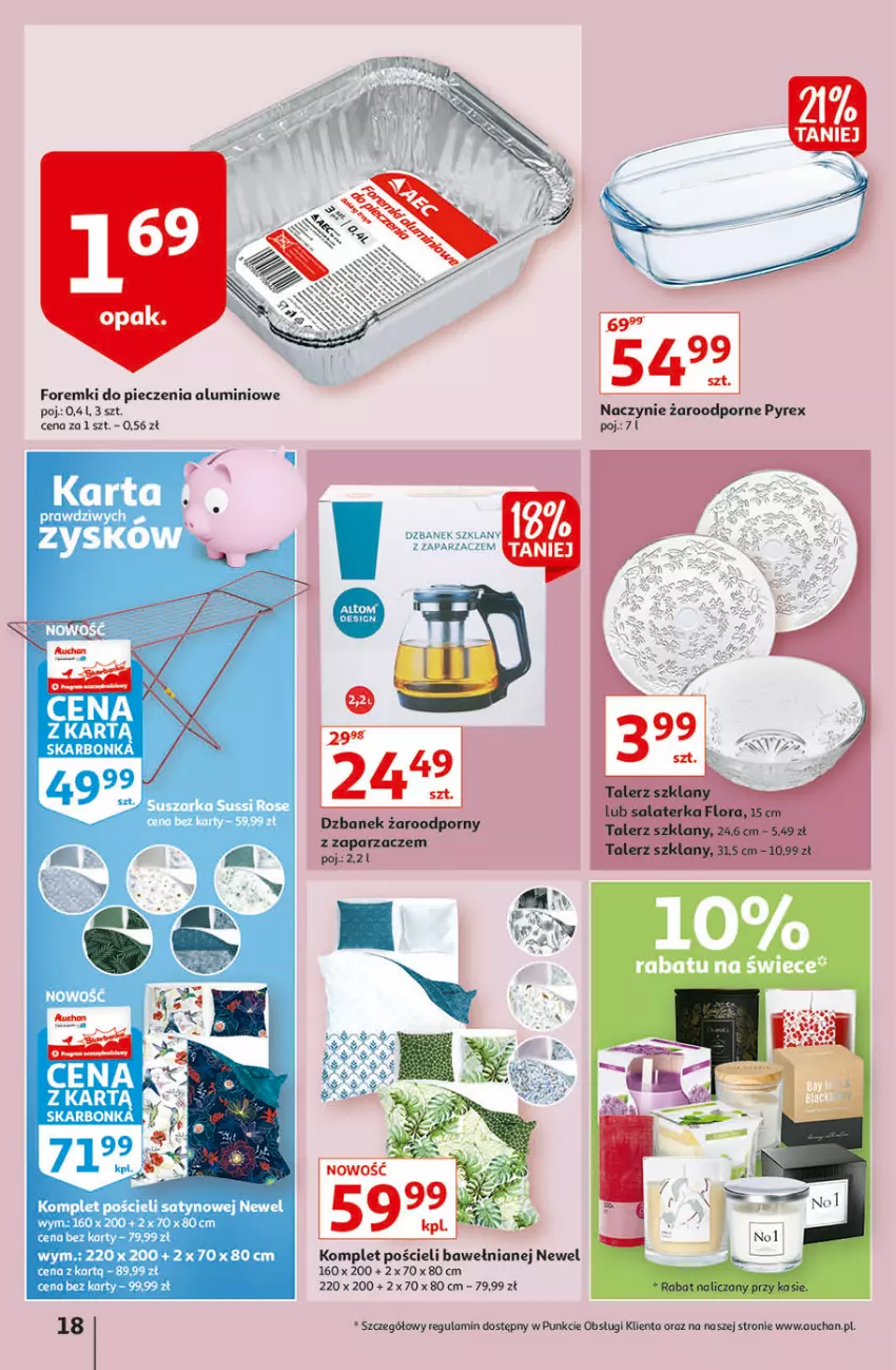 Gazetka promocyjna Auchan - Jesienne hiperokazje Hipermarkety - ważna 04.11 do 10.11.2021 - strona 18 - produkty: Dzbanek, Foremki, Komplet pościeli, Naczynie żaroodporne, Piec, Por, Pościel, Zaparzacz