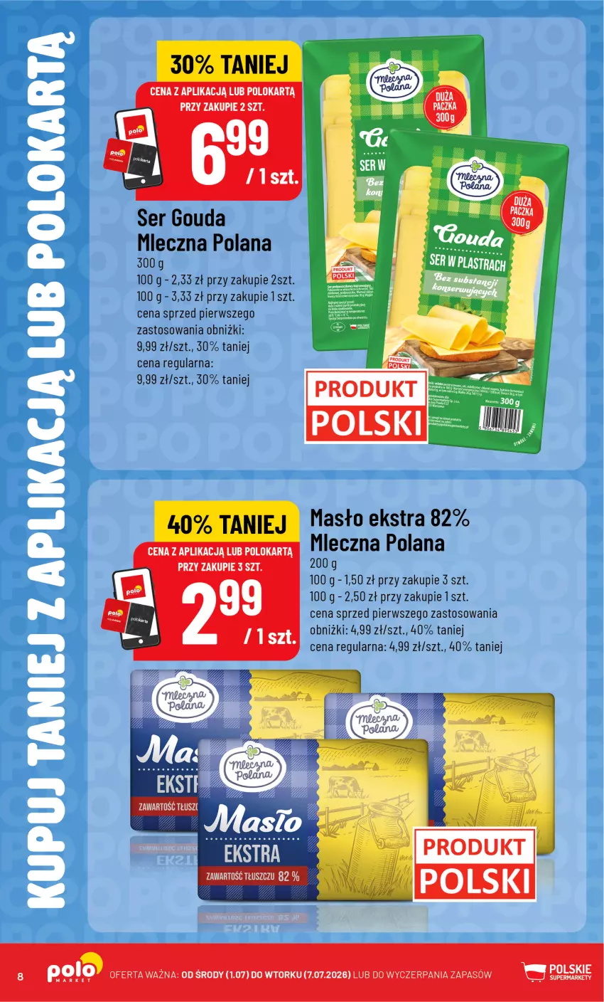 Gazetka promocyjna PoloMarket - Kupuj taniej z Polokartą - ważna 01.07 do 07.07.2026 - strona 8 - produkty: Fa, Gouda, Jaja, LANA, Masło, Ser